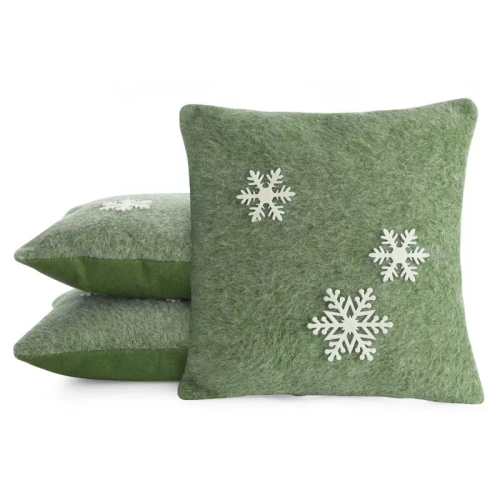 Chp 83 Коледна калъфка за възглавница снежинка, евро перде, зелено