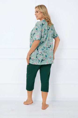Alwea Дамска пижама с къс ръкав и 3/4 панталон Италианска мода - зелена