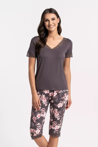 Дамска пижама Moraj PDD4900-0286 кафява от вискоза с V-деколте