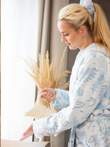 LGL 535 Дълъг дамски халат Key-син