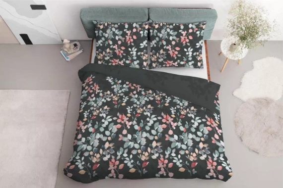 5084 A Home Satin Спално бельо от сатен с клонки Detexpol графит