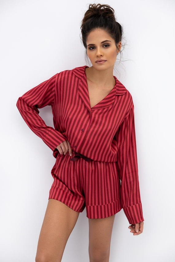 Дамска пижама Vivienne Sensis - вискоза, с цип, на райета