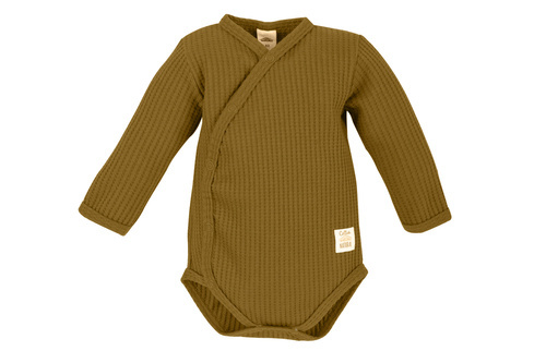 03249GB Бебешко боди с дълъг ръкав "Natural Waffel" Makoma златисто кафяво