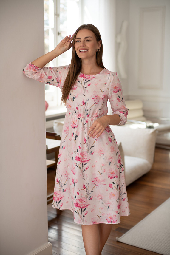 Milk&Love Lovely Dress Midi – рокля за бременни и кърмене с розови цветя