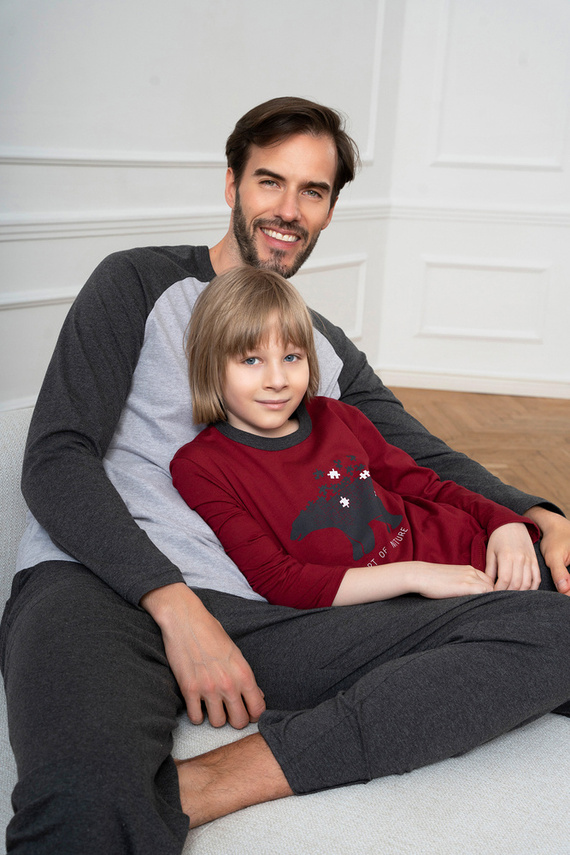 Morten Пижама за момчета Италианска мода burgundy/c.меланж