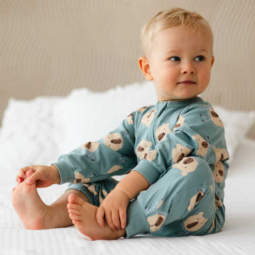 Бебешки гащеризон Beary Cool Eevi – сив, памучен, без крачета, с цип