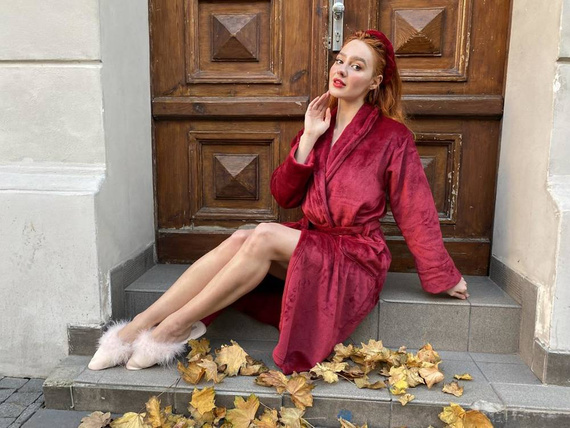 628 Abigail Дълъг дамски халат Forex - бордо