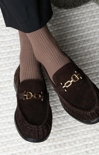 Дамски чорапи Steven 013, тъмнобежови - оребрени, без налягане, памучни, артикул 062