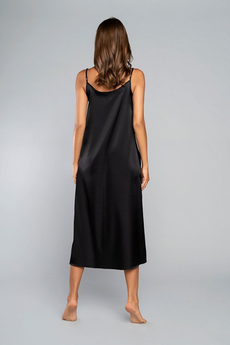 Докосване на нощницата с тясна презрамка, дълга Italia Fashion - черна