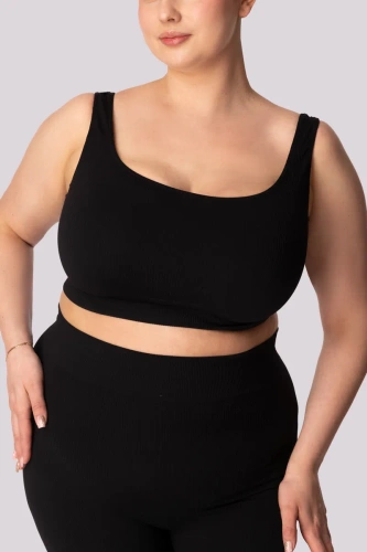 Ribbed top biustonosz sportowy prążek Mona czarny