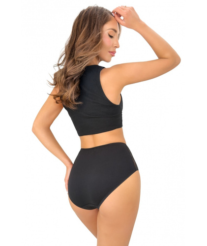 DONNA 272 Високи дамски памучни бикини с дантела, комфортни, черни