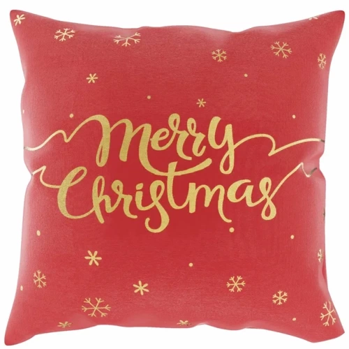 Snow Merry Christmas Коледна калъфка за възглавница От игла и конец, червена