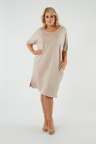 Дамска туника с къс ръкав Soler Италианска мода - бежова 