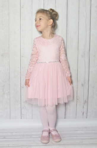 Рокля с дълъг ръкав Angel II Bambarillo, пудрово розово