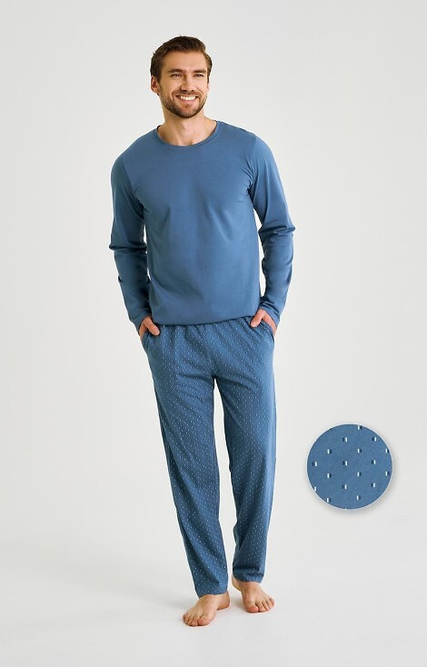 3474 Lorenzo Мъжка пижама Taro jeans – памук, дълъг панталон, джобове