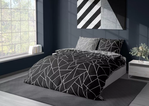 Milargo Verde 007 Спално бельо от геометричен сатен Faro черно
