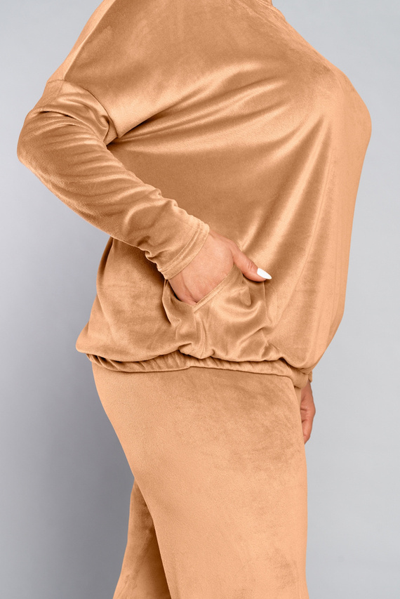 Дълъг комплект за жени. ръкав, дължина. италианска мода панталони от камила