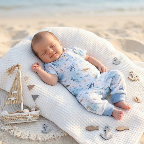 ABN-5452 Sea Of Joy Baby Rampers Nini – органичен памук, удобни закопчалки