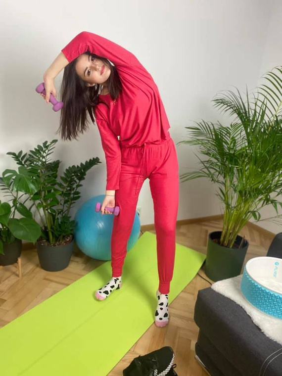 555 Paula Дамска пижама De Lafense - малинова