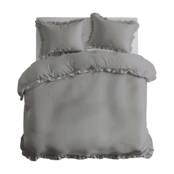 Pure 23 Едноцветно памучно спално бельо Detexpol светло сиво