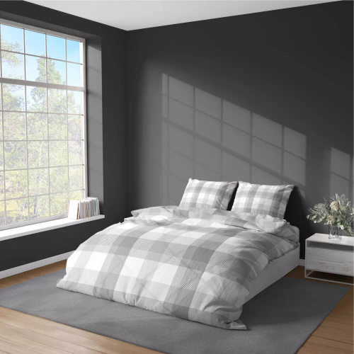 5040 A Detexpol сиво карирано спално бельо от микрофибър