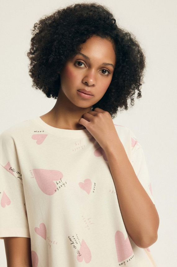 Дамска пижама Elain 44498 Henderson – 100% памук, шорти, сърца