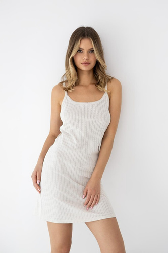 Нощница Sensis Jaylani бежова – памучна мини нощница с тънки презрамки