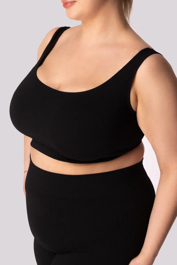 Ribbed top biustonosz sportowy prążek Mona czarny