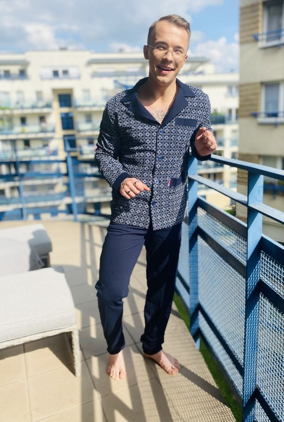 538 Carlo Мъжка пижама De lafense - морско синьо + квадрат