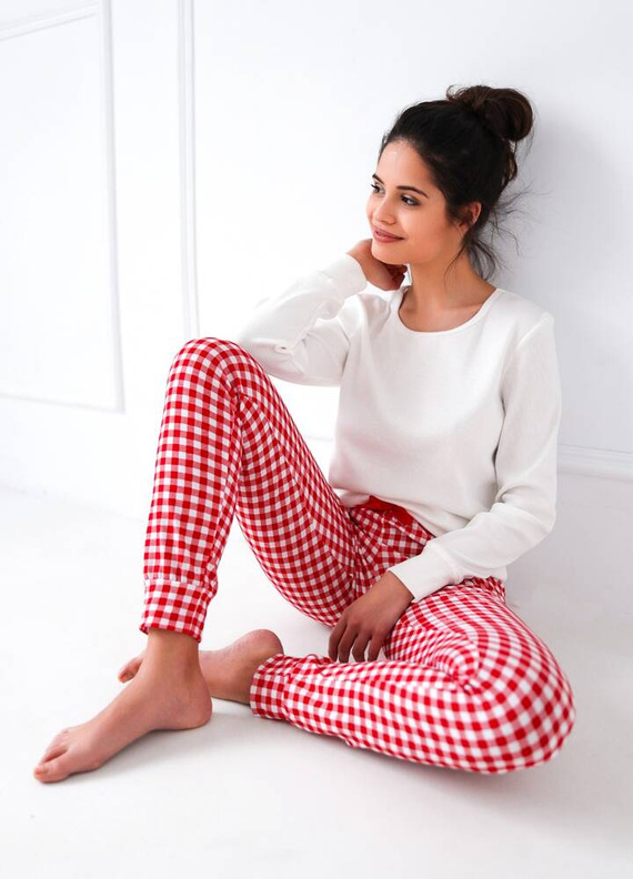 Sensis Perfect Дамска пижама - кремава и червена