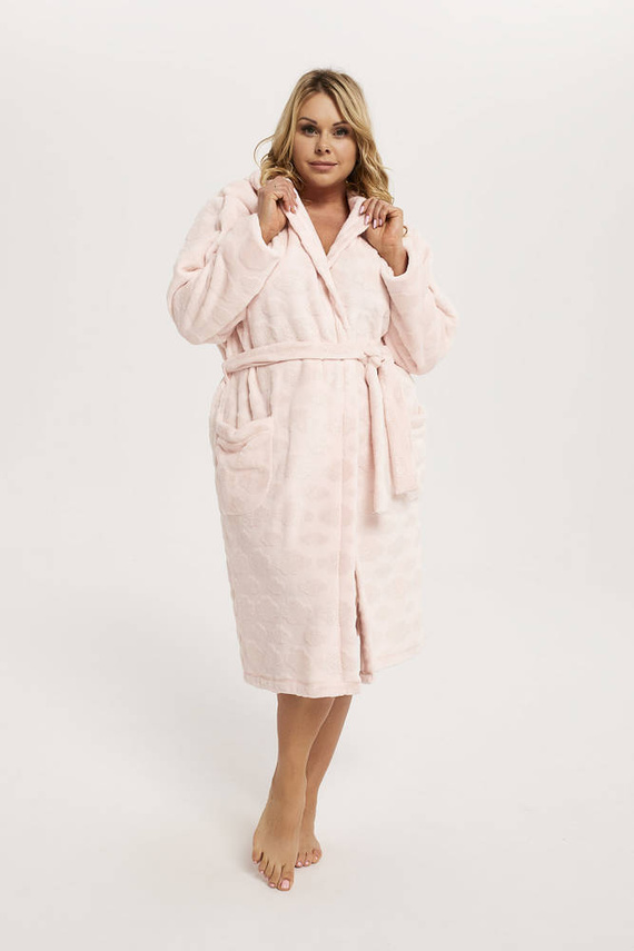 Дамски халат Drina с качулка Италианска мода - розов