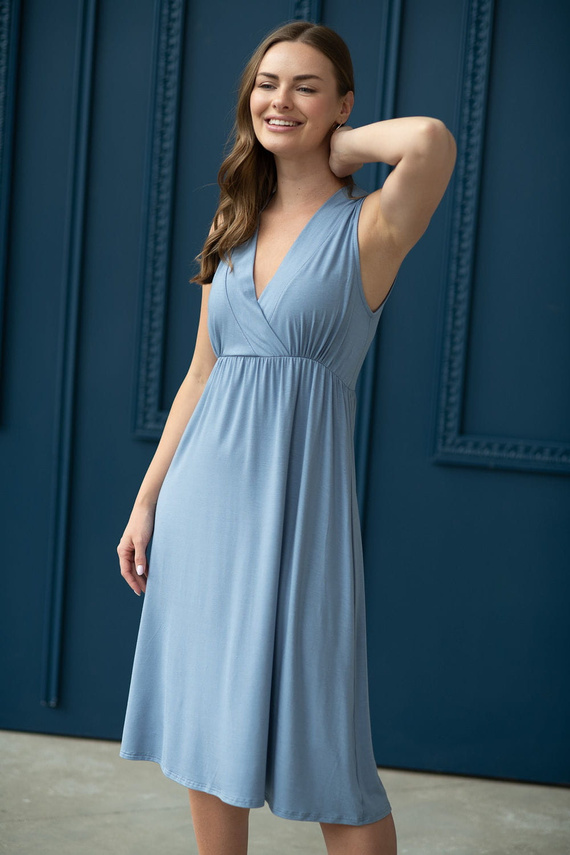 Нощница за бременни и кърмачки Star Light от бамбук Milk&Love, синя