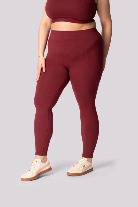 Ribbed legginsy damskie prążek Mona burgund