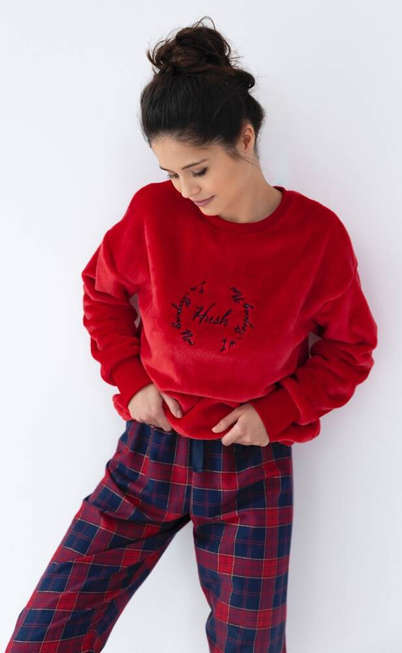 Дамска пижама Cordelia Sensis - тъмносиньо-червена