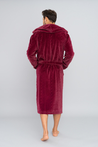 Zygmunt Мъжки халат за баня с качулка Италианска мода - бордо 