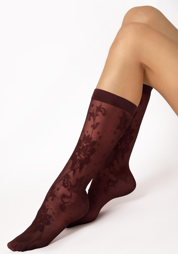 Fiore G1204 Shari Дамски чорапи 20 DEN с флорален десен, цвят Oxblood