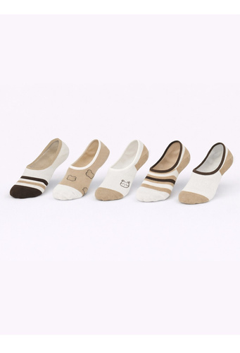 Дамски балерини чорапи Noviti ST092 – памучни стопки със силикон на петата beige A