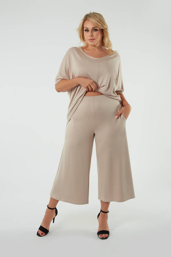 Soler Блуза с къс ръкав Италианска мода - бежово 