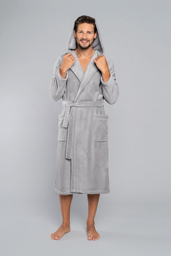 Mimas Мъжки халат с качулка Италианска мода - сив 
