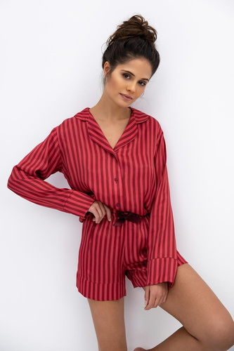 Дамска пижама Vivienne Sensis - вискоза, с цип, на райета