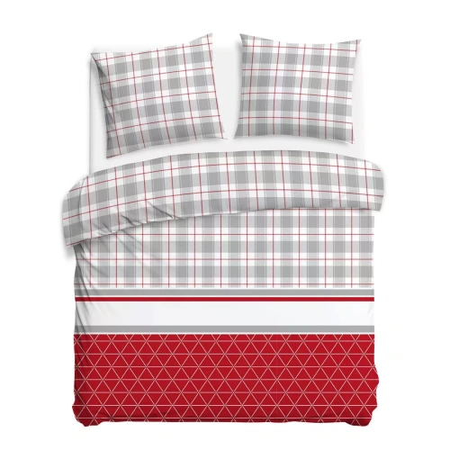 31516/1 Коледен комплект спално бельо от фланел Flannellove Darymex сиво-червено - комплект 100% памук, топъл и мек