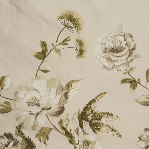 Пролет 38 Цветя спално бельо сатен евро пердета бежово