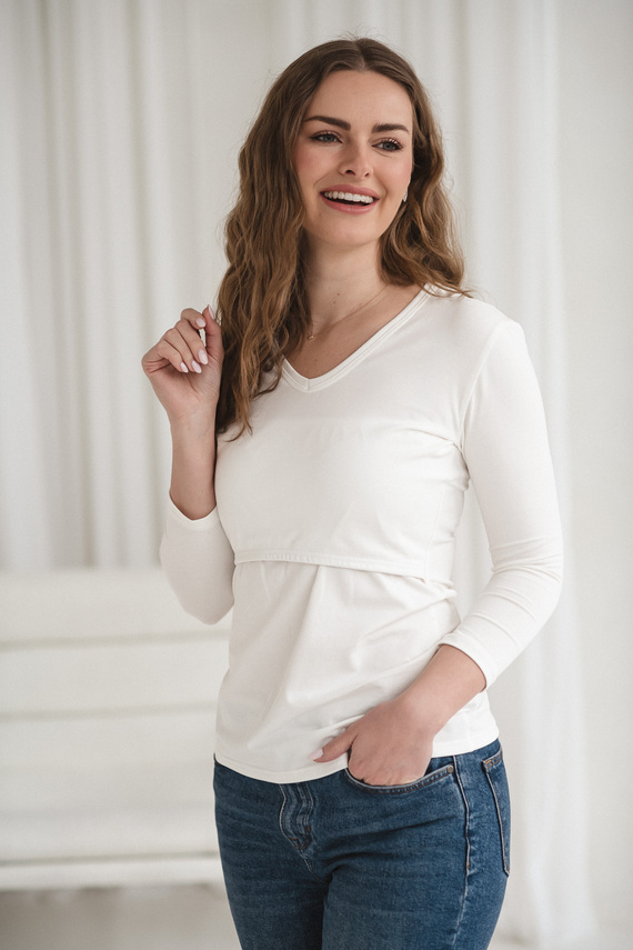 Milk&Love Milk Shirt блуза за бременни и кърмене 7/8 ръкав white