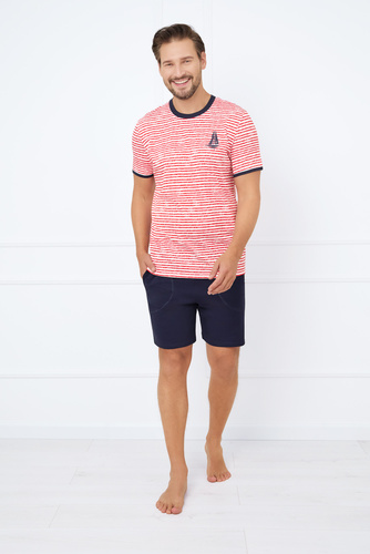 Flota Мъжка пижама с къс ръкав, къси панталони Италианска мода - принт червено/зелено