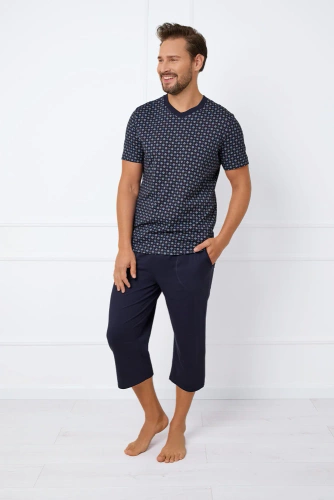 Gerard Мъжка пижама с къс ръкав, 3/4 панталон Италианска мода - принт/зелено