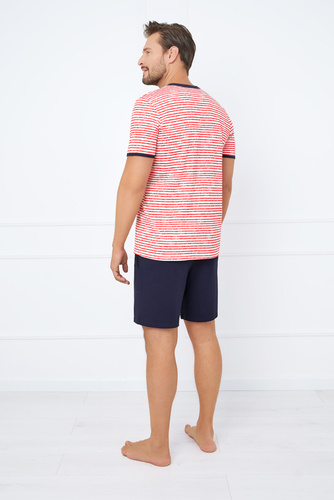 Flota Мъжка пижама с къс ръкав, къси панталони Италианска мода - принт червено/зелено