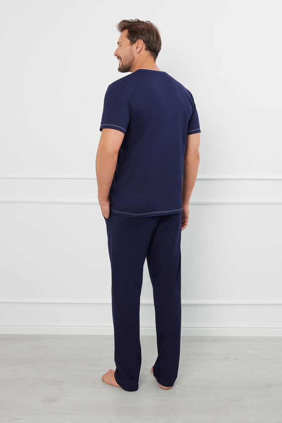 Salomon Мъжка пижама с къс ръкав и дълъг панталон Италианска мода - тъмносиньо/синьо