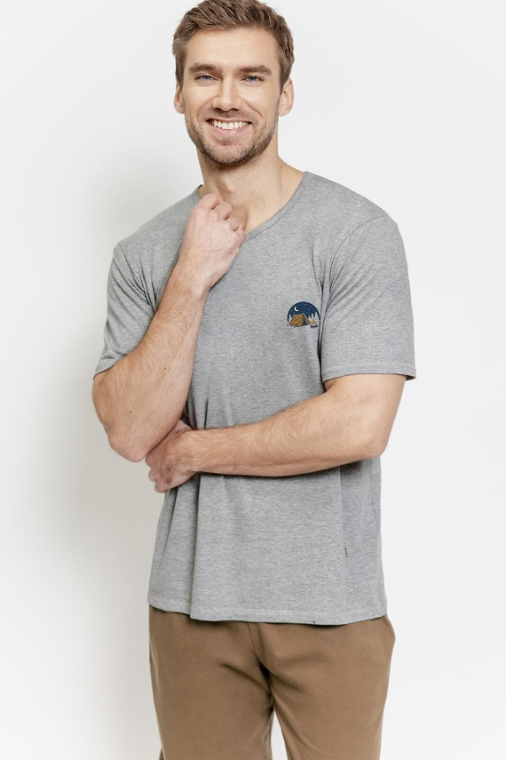 Мъжка памучна пижама 3576 Gabriel – къс ръкав, джобове