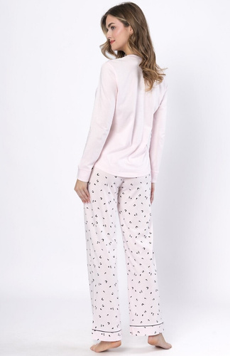 Дамска пижама Laveza Afra 1617 – памучна, светло розова, дълъг ръкав