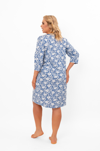 Дамска нощница Bisali - памук, ¾ ръкав, флорален десен Италианска мода